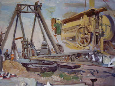 Стройка Куйбышевской ГЭС. Эскизы.