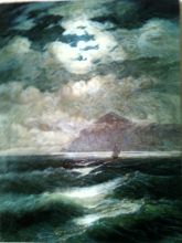 Морской вид при луне.