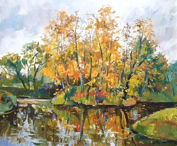 Осень на Крестовском острове. Этюд.