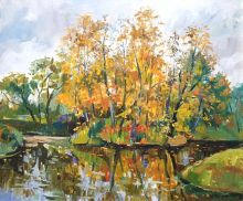 Осень на Крестовском острове. Этюд.