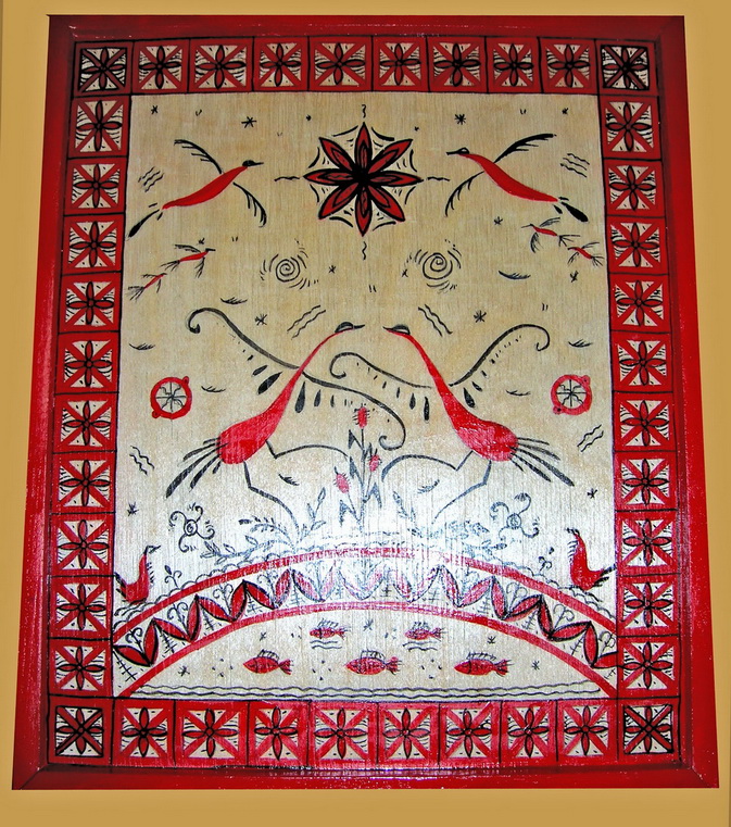 Доска. Мезенская роспись