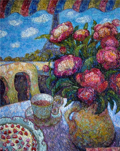 клубничный торт с видом на париж