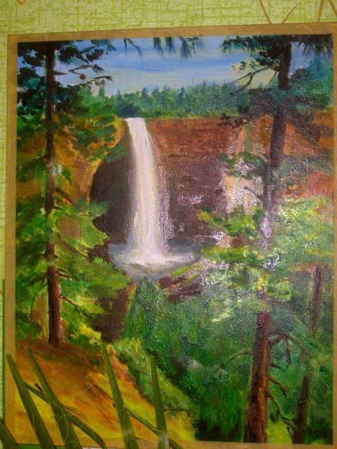 У водопада.