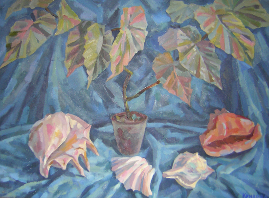 Натюрморт на голубом фоне