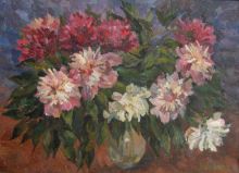 Пионы на темном фоне