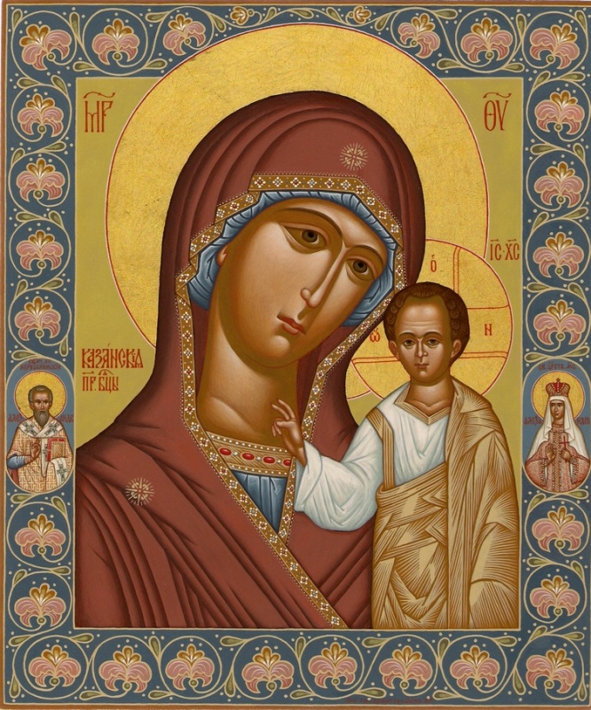 Казанская БМ с избранными святыми на полях