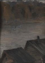 Берег тихого озера вечером