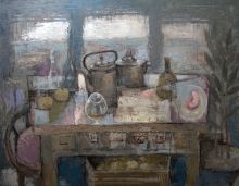 натюрморт с сарделькой с видом на море