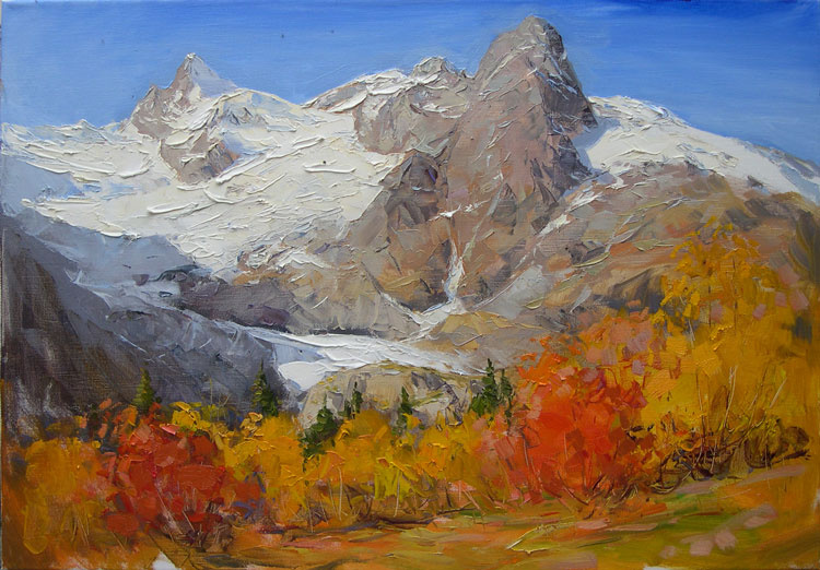 Алибекский ледник осенью