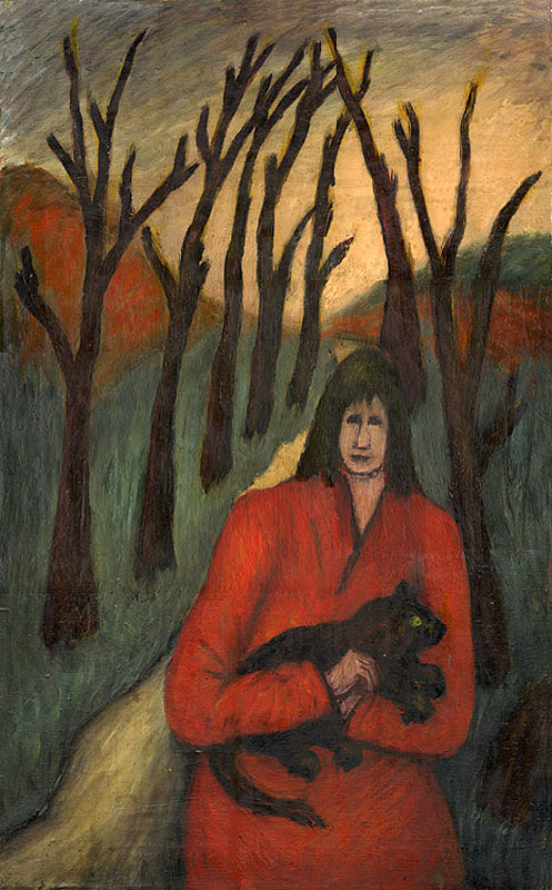 Женщина с черным котом