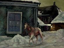 Беглая лошадь подскользнулась