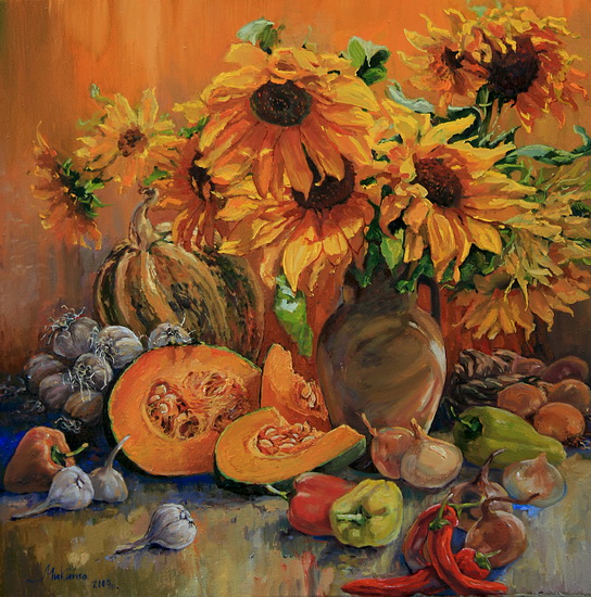 Натюрморт с подсолнухами...