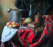 Натюрморт на красном ковре