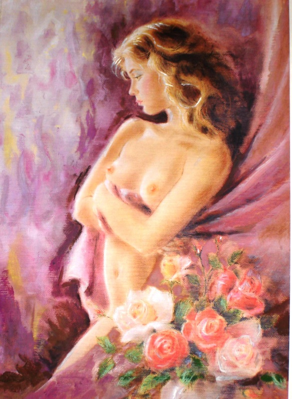 Натурщица с цветами