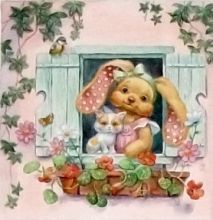 зайчик с котенком