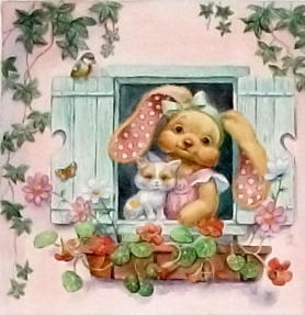 зайчик с котенком