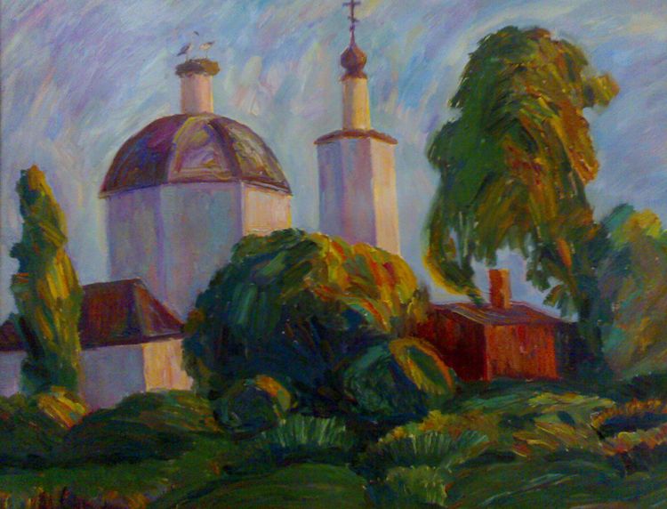 Церковь.Закат солнца.