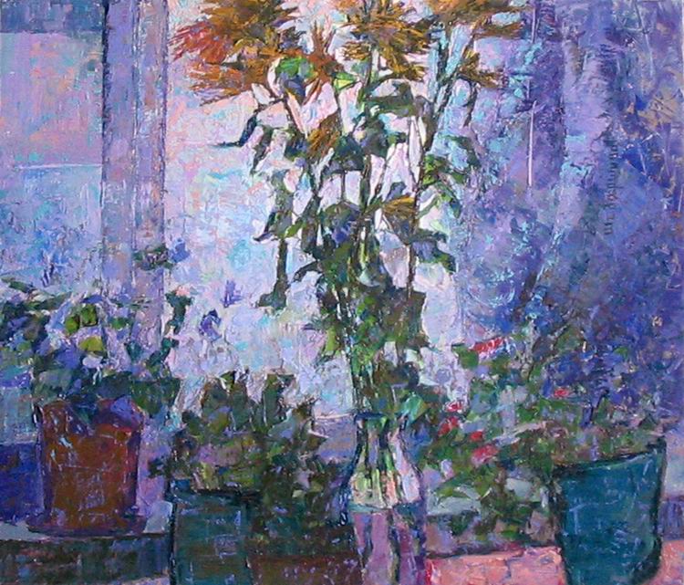 Хризантемы у окна