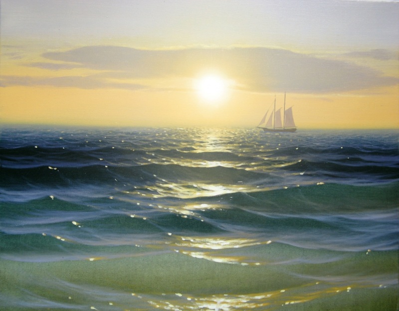 в открытом море