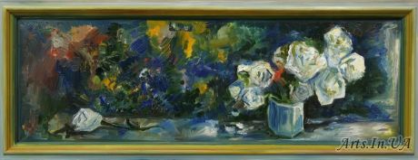 Натюрморт с белыми розами