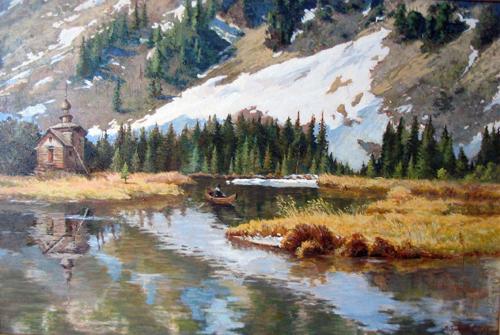 пейзаж с часовней