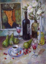 Натюрморт с черной бутылкой.