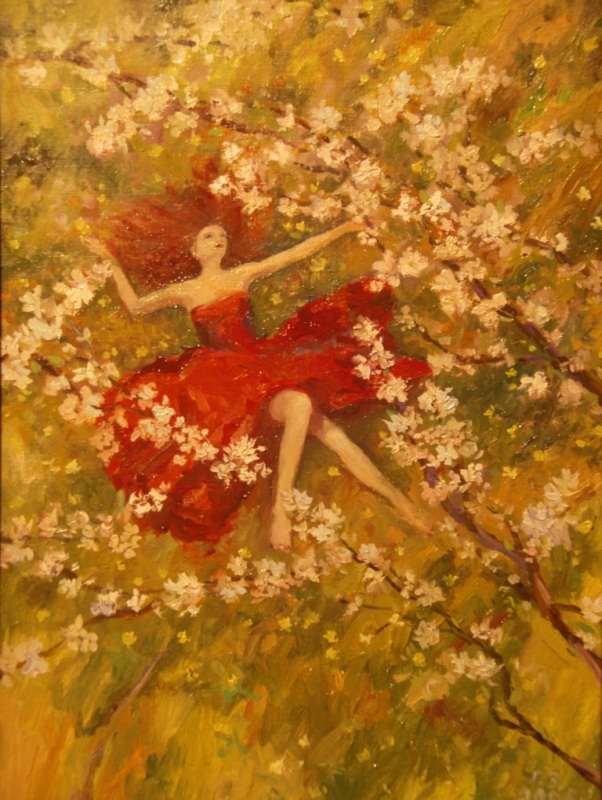 девушка в красном