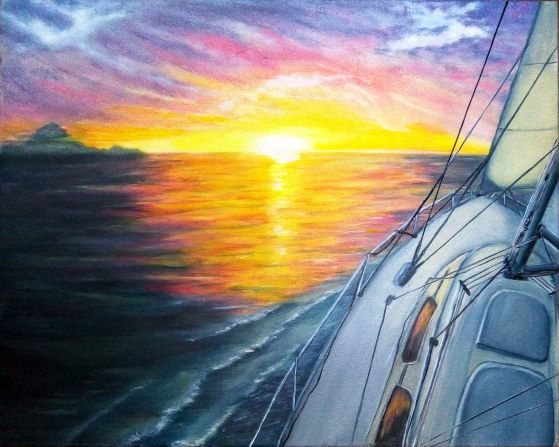 Закат в океане, авторская работа, ...