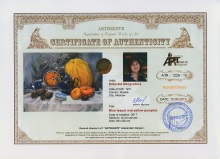 Blue teapot and yellow pumpkin