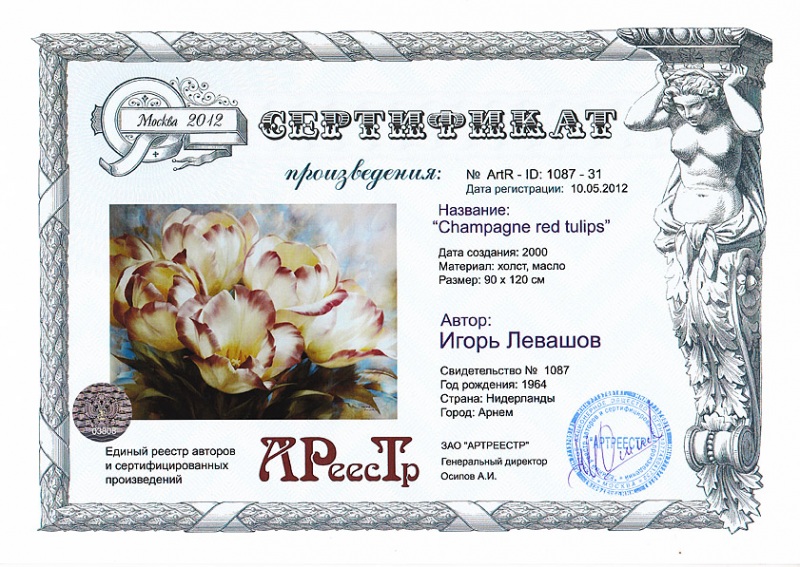 Champagne red tulips